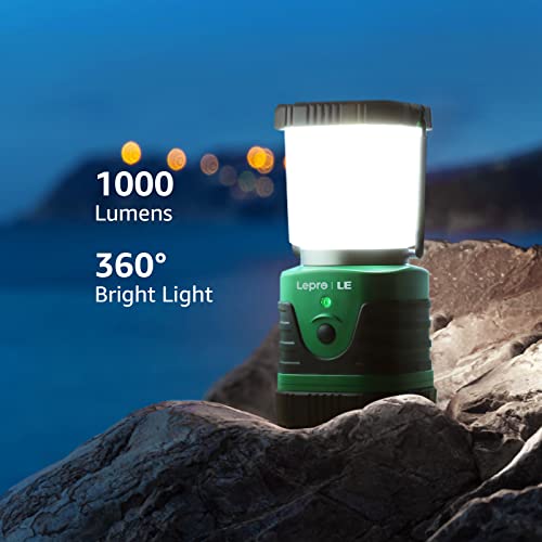 Lighting EVER 1000LM LED Camping Lantern Rechargeable, IP44 Waterproof for Camping & Emergency Use, 4400mAh Power Bank w