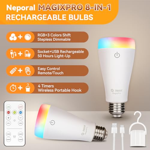 Neporal MAGIXPRO Smart Rechargeable Light Bulbs with Remote Control
Neporal MAGIXPRO Smart Rechargeable Light Bulbs Last