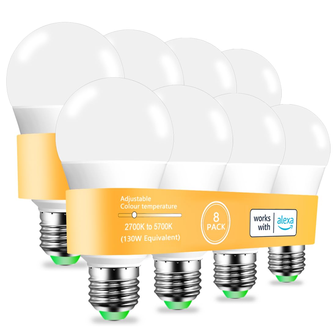 MELPO Smart Warm White to Daylight Tunable Light Bulbs for Bedroom Kitchen Office (130W Equivalent, 8 Pack)