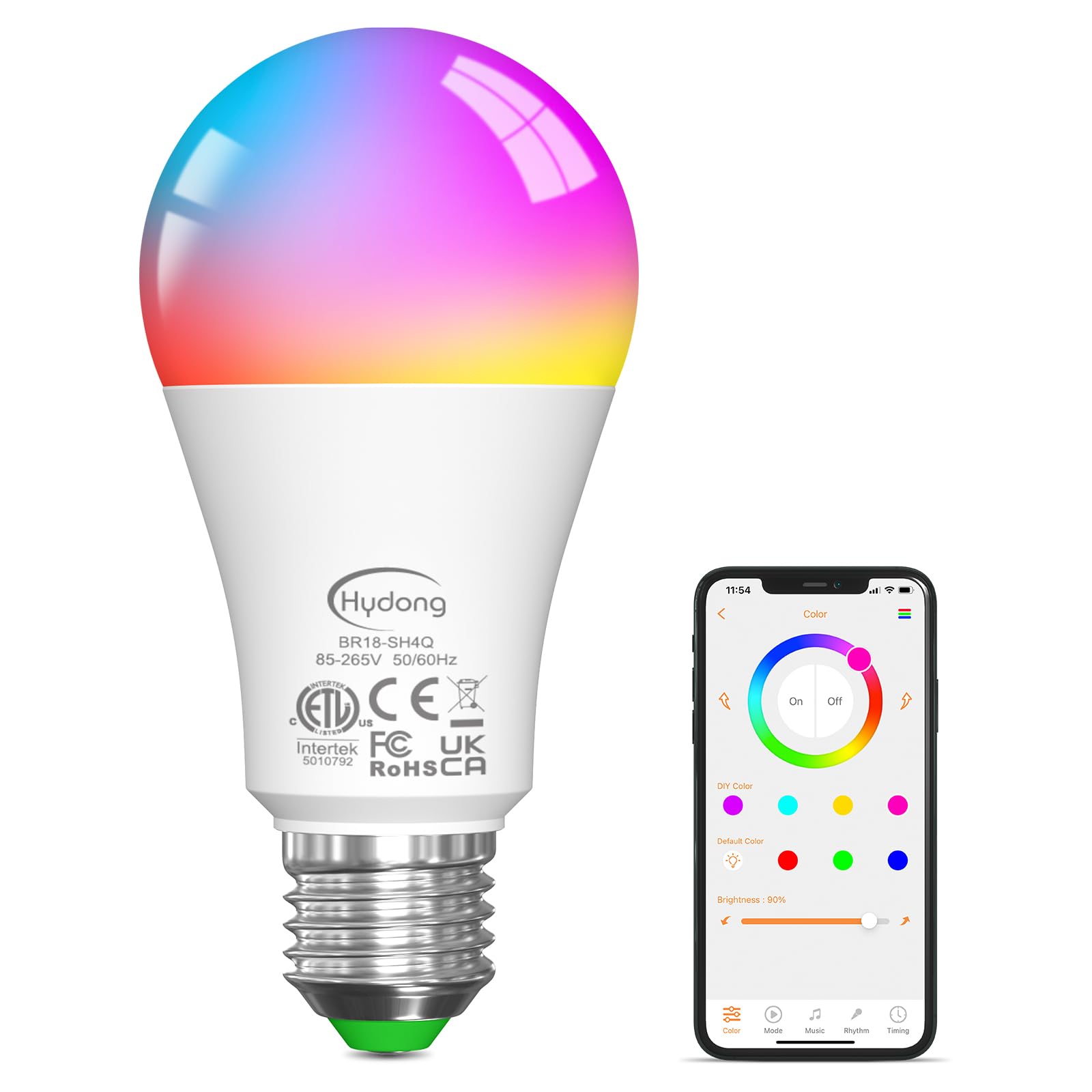 Alexa Compatible Color Changing Light Bulbs A19 15W Tunable 2700K-6000K E26/E27 for Bedroom Living Room 1Pack