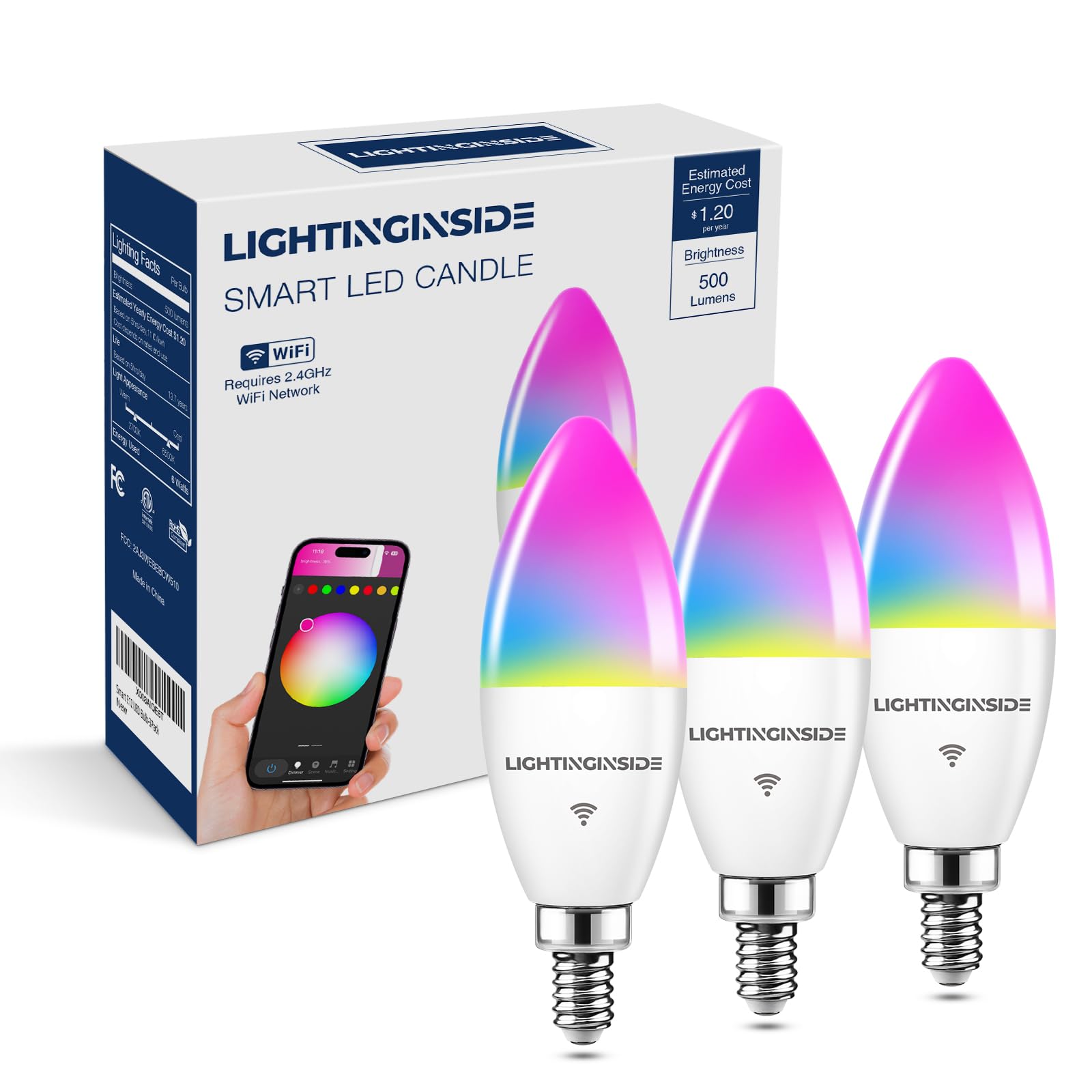 E12 Smart Bulb 6W WiFi Candelabra LED Light Bulb Compatible with Alexa/Google Home
| E12 Smart Bulb RGBCW Chandelier Ca