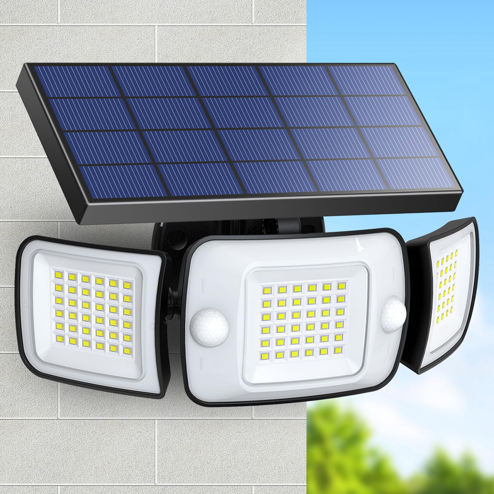 Intelamp Solar Outdoor Lights for Home Security and Illumination with Dual Motion Sensors